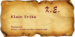 Klain Erika névjegykártya